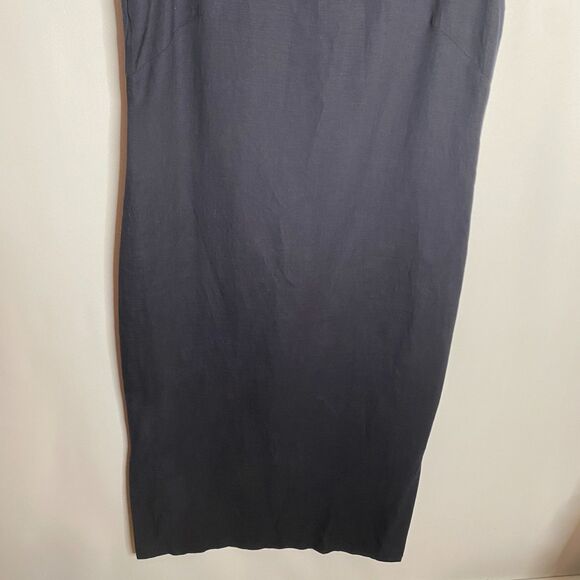 Jessica Howard Linen Blend Blue Midi Dress Lined Zip Closure Slit Sides Size 12 - Picture 3 of 13